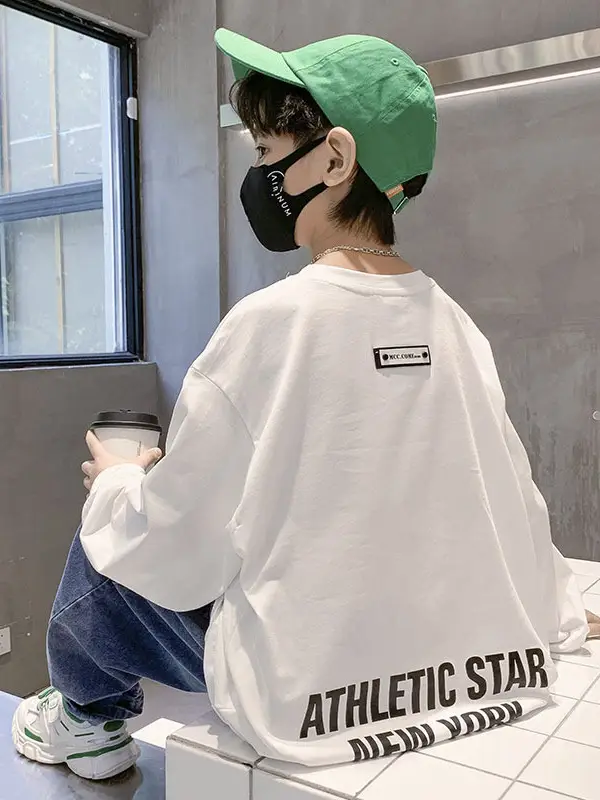 Boys White Letter Print Long Sleeve T-Shirt 2026 - Image 2