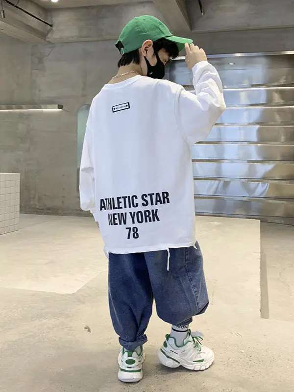 Boys White Letter Print Long Sleeve T-Shirt 2026 - Image 6