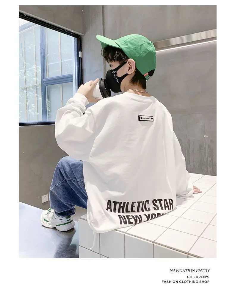 Boys White Letter Print Long Sleeve T-Shirt 2026 — feature 21