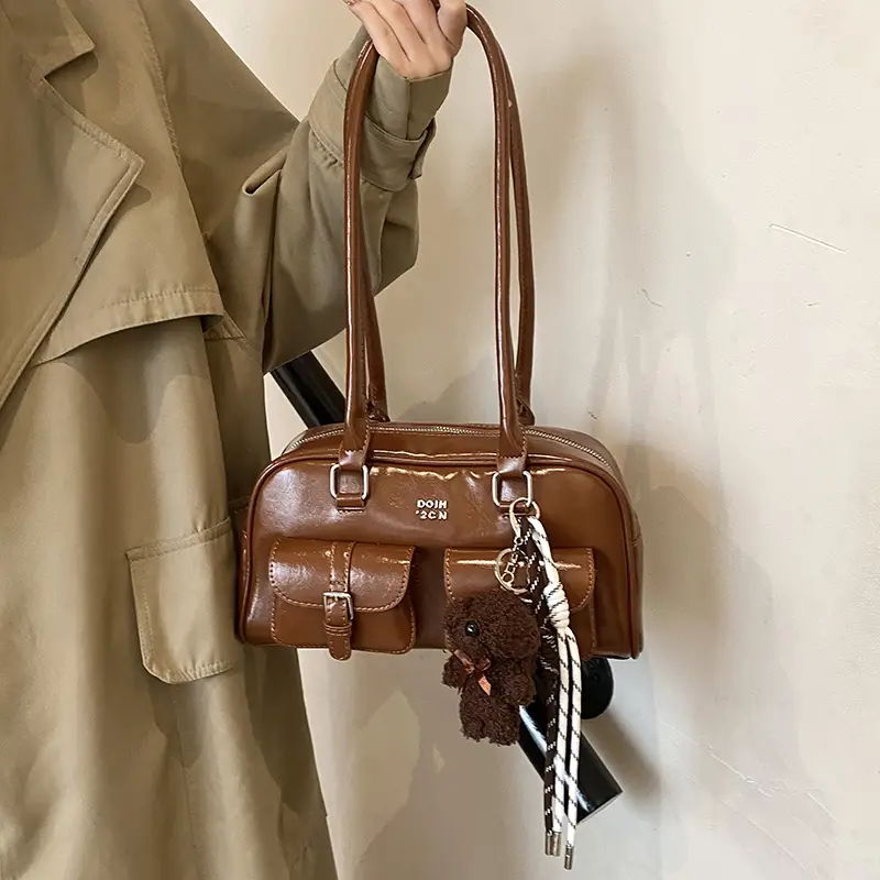 Xiaozhong Retro Shoulder Bag Brown 2024 Winter - Image 6