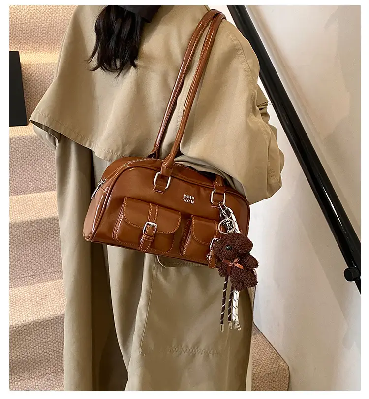 Xiaozhong Retro Shoulder Bag Brown 2024 Winter — feature 1