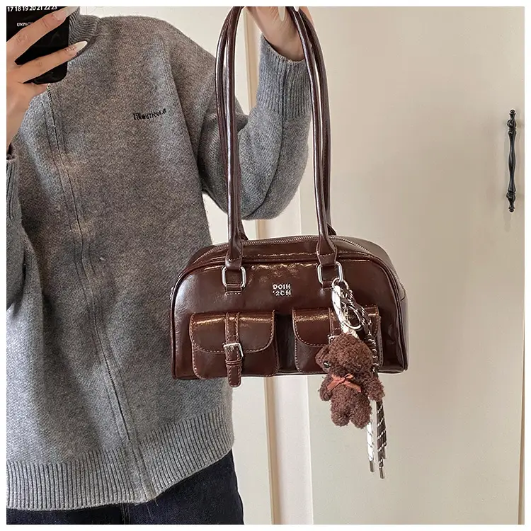 Xiaozhong Retro Shoulder Bag Brown 2024 Winter — feature 12
