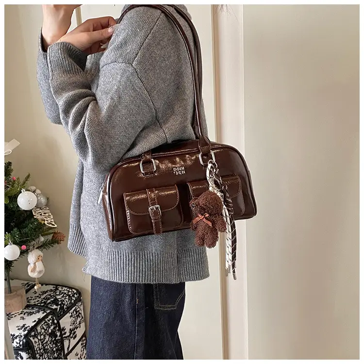 Xiaozhong Retro Shoulder Bag Brown 2024 Winter — feature 14
