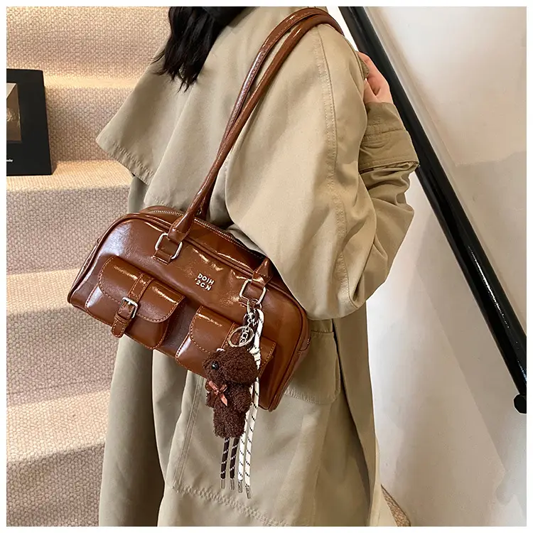 Xiaozhong Retro Shoulder Bag Brown 2024 Winter — feature 15