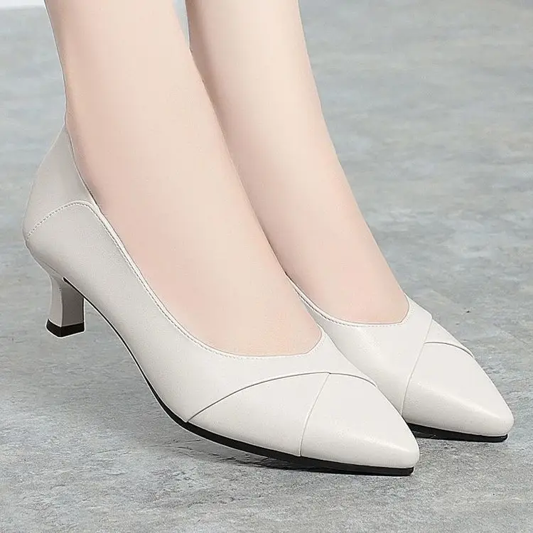 White Slip-on Heels for Women Spring 2025 - Image 4