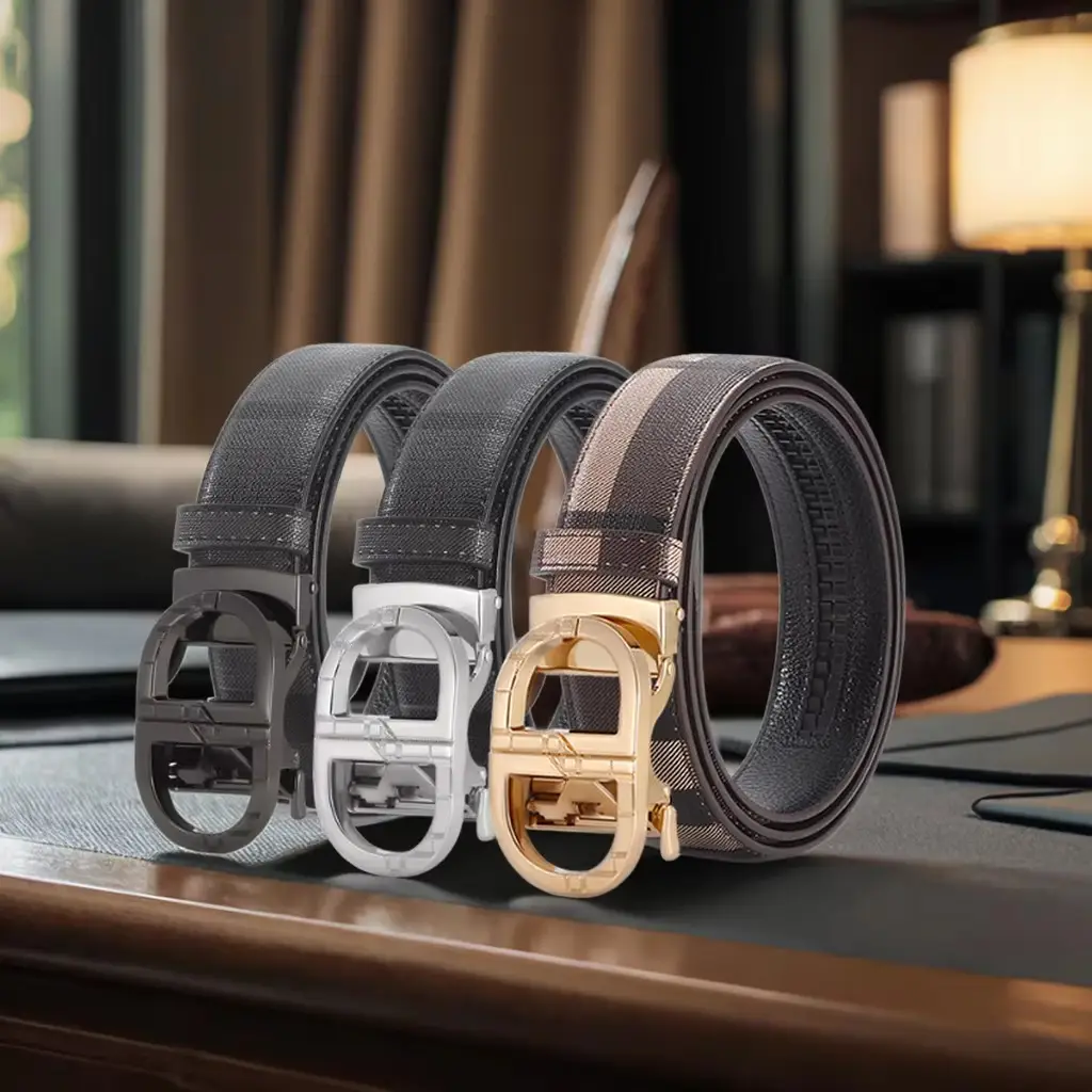 New Men's Automatic Buckle Belt with Logo - Image 4