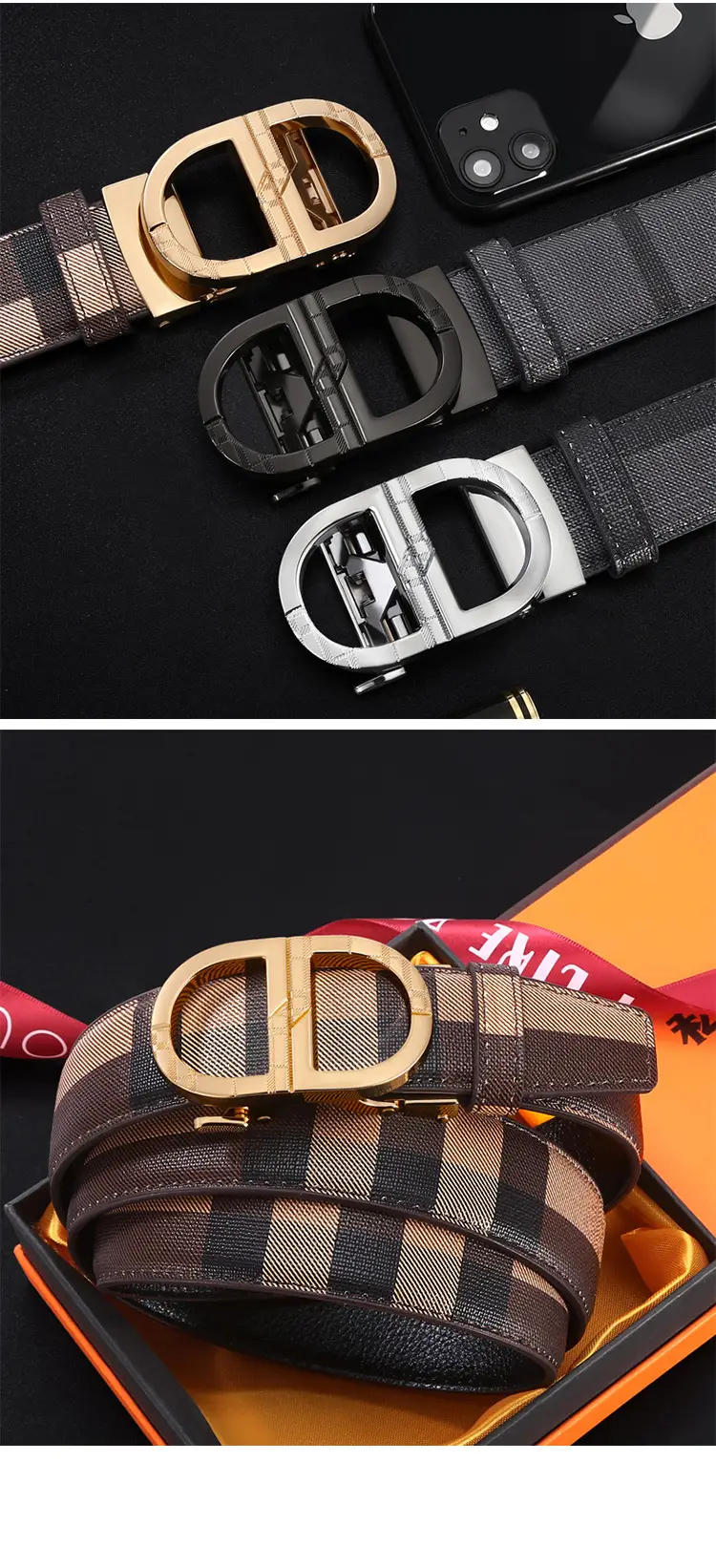 New Men's Automatic Buckle Belt with Logo — feature 12