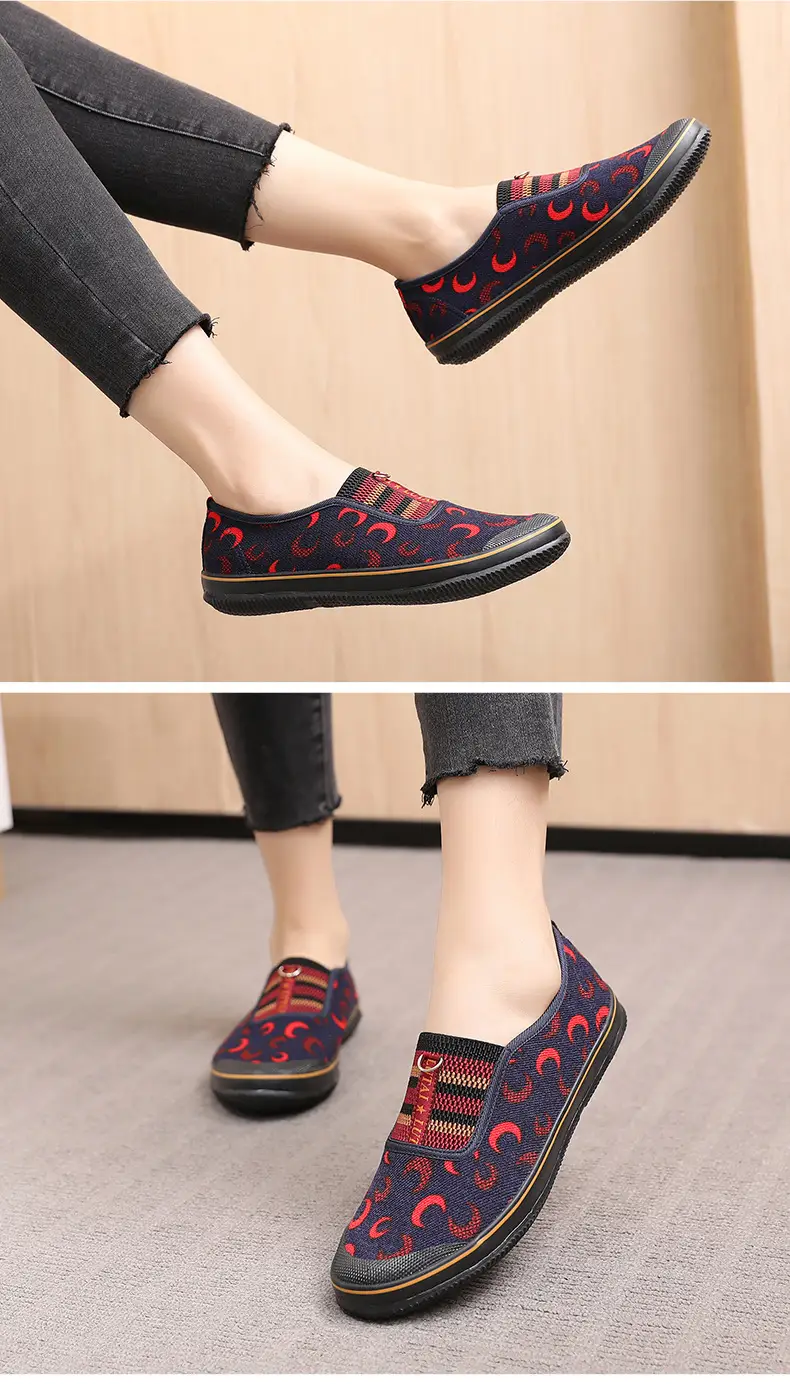 Lutai middle-aged mother shoes middle-aged and elderly shoes flat shoes slip-on canvas shoes loafer shoes for the elderly women's cloth shoes — feature 12