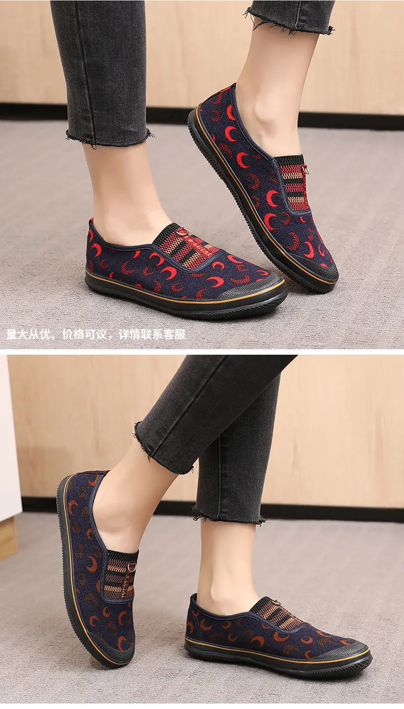 Lutai middle-aged mother shoes middle-aged and elderly shoes flat shoes slip-on canvas shoes loafer shoes for the elderly women's cloth shoes — feature 13