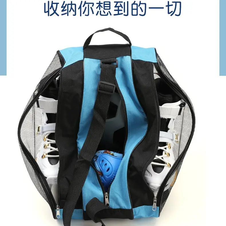 Three-Layer Roller Skate Storage Bag Blue Black