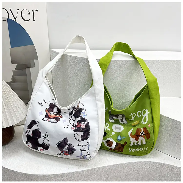 Schoolboy Puppy Canvas Shoulder Bag Large Capacity