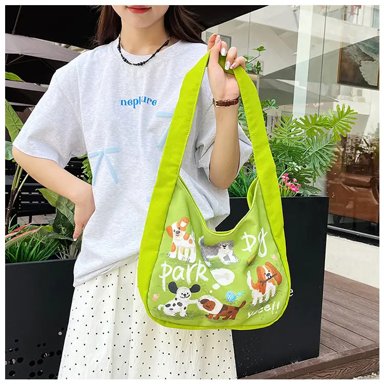 Schoolboy Puppy Canvas Shoulder Bag Large Capacity