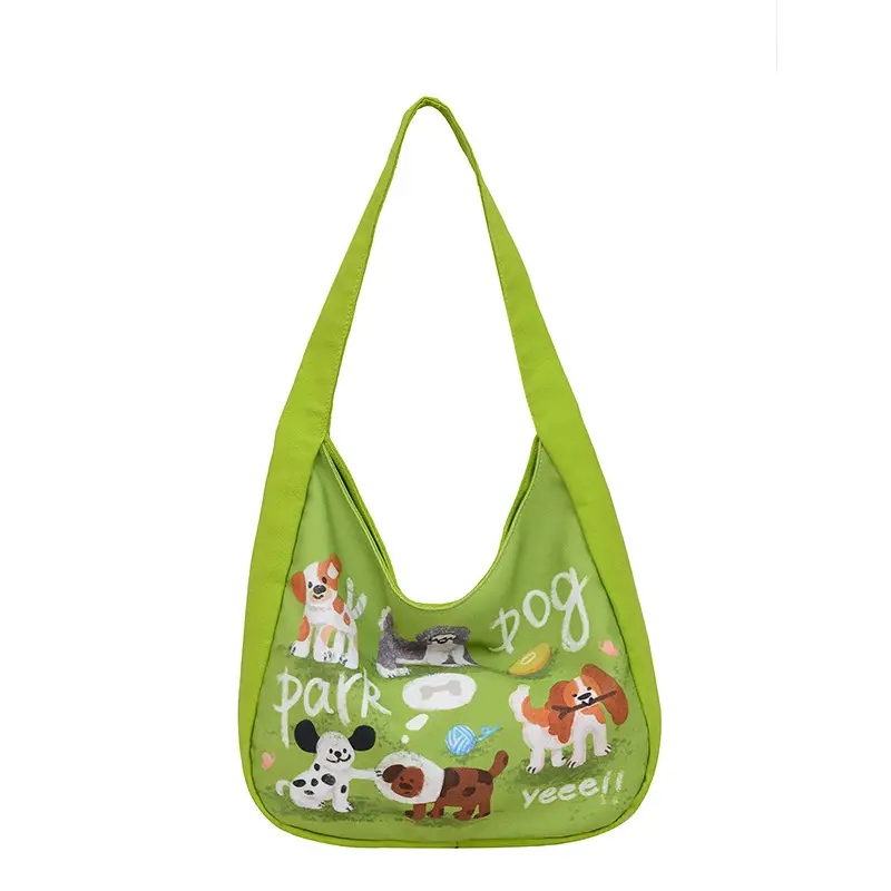 Schoolboy Puppy Canvas Shoulder Bag Large Capacity