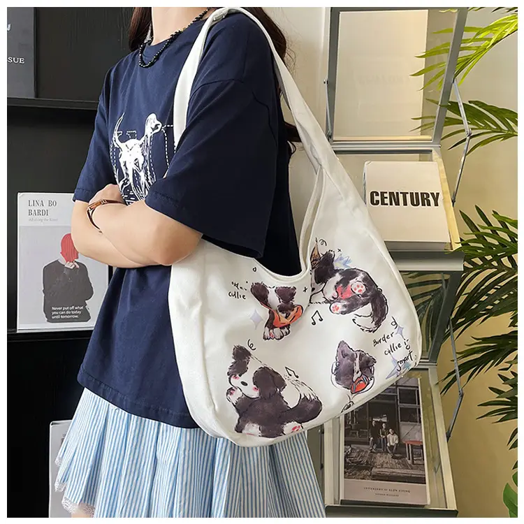 Schoolboy Puppy Canvas Shoulder Bag Large Capacity — feature 11