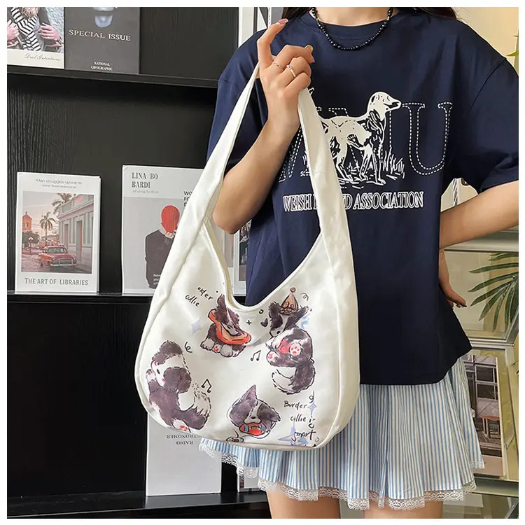 Schoolboy Puppy Canvas Shoulder Bag Large Capacity — feature 13
