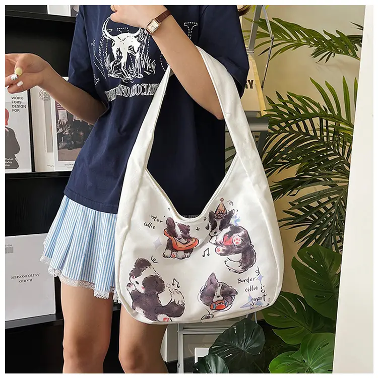 Schoolboy Puppy Canvas Shoulder Bag Large Capacity — feature 14