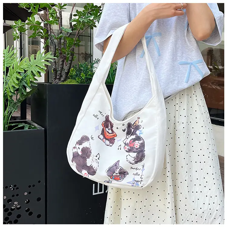 Schoolboy Puppy Canvas Shoulder Bag Large Capacity — feature 15