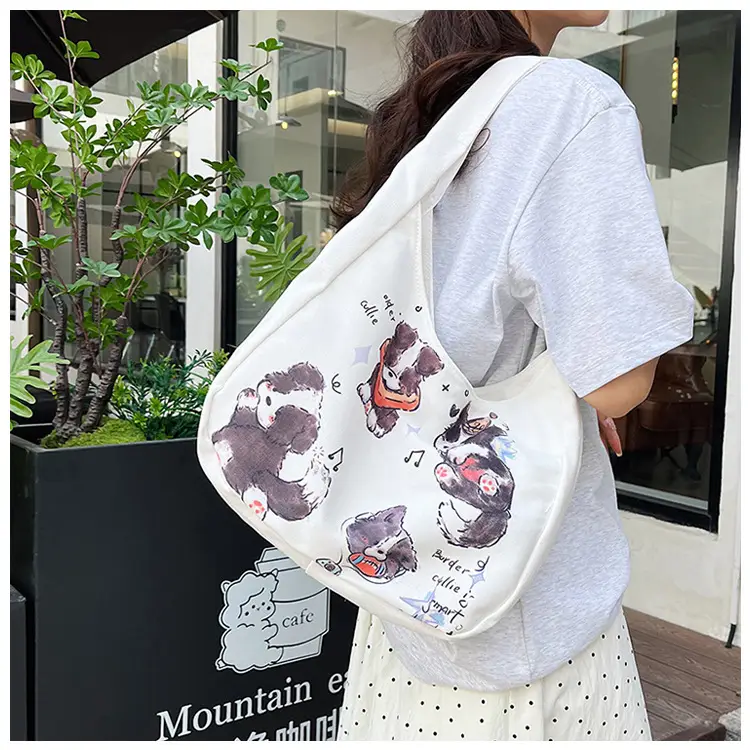 Schoolboy Puppy Canvas Shoulder Bag Large Capacity — feature 16