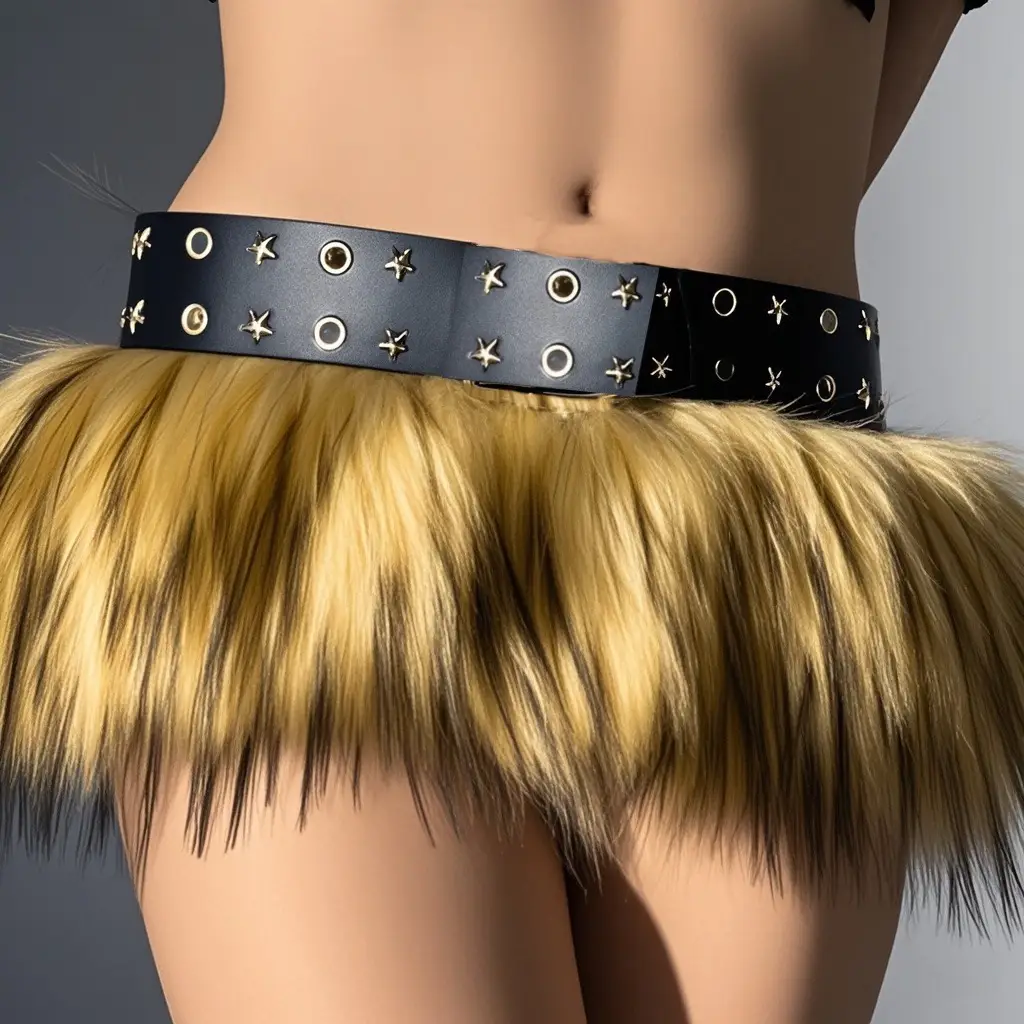 Mao Mao Tassel Belt Punk Black Gold Belt - Image 3