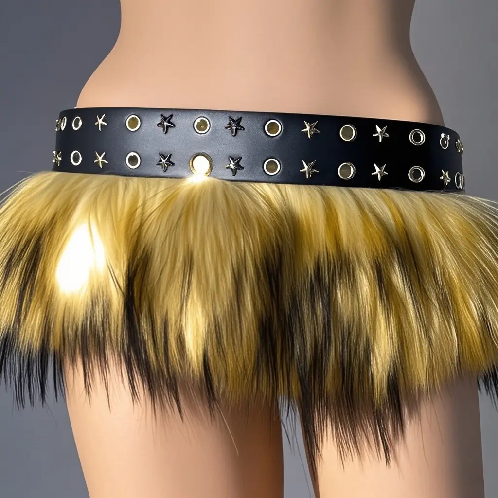 Mao Mao Tassel Belt Punk Black Gold Belt — feature 4