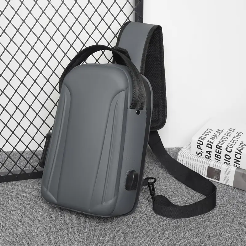 2025 Men's Anti-Theft Crossbody Bag Grey Black - Image 5