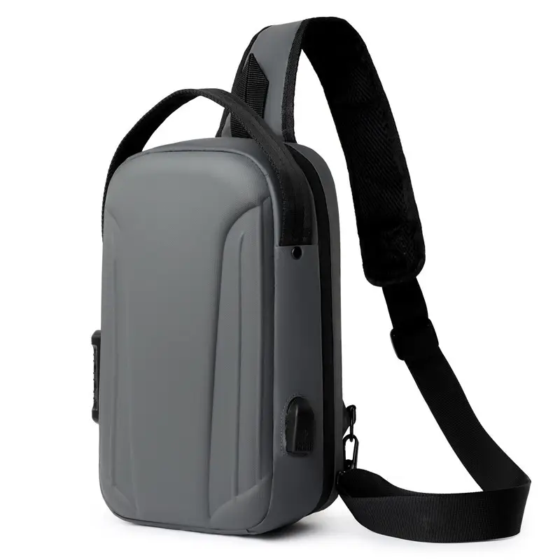 2025 Men's Anti-Theft Crossbody Bag Grey Black - Image 6