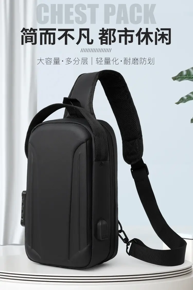 2025 Men's Anti-Theft Crossbody Bag Grey Black — feature 1