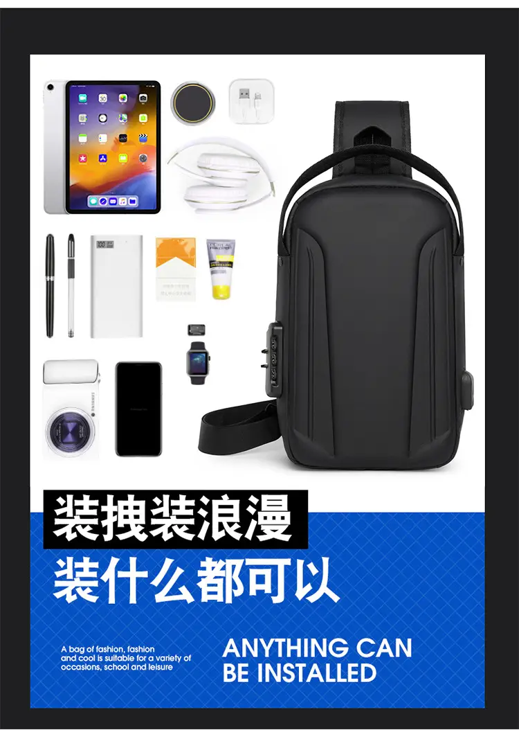 2025 Men's Anti-Theft Crossbody Bag Grey Black — feature 3