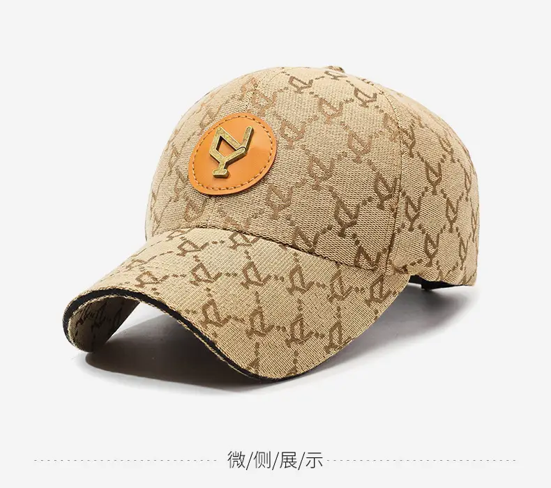 Blue Embroidered Men's Baseball Cap with Leather Badge — feature 10