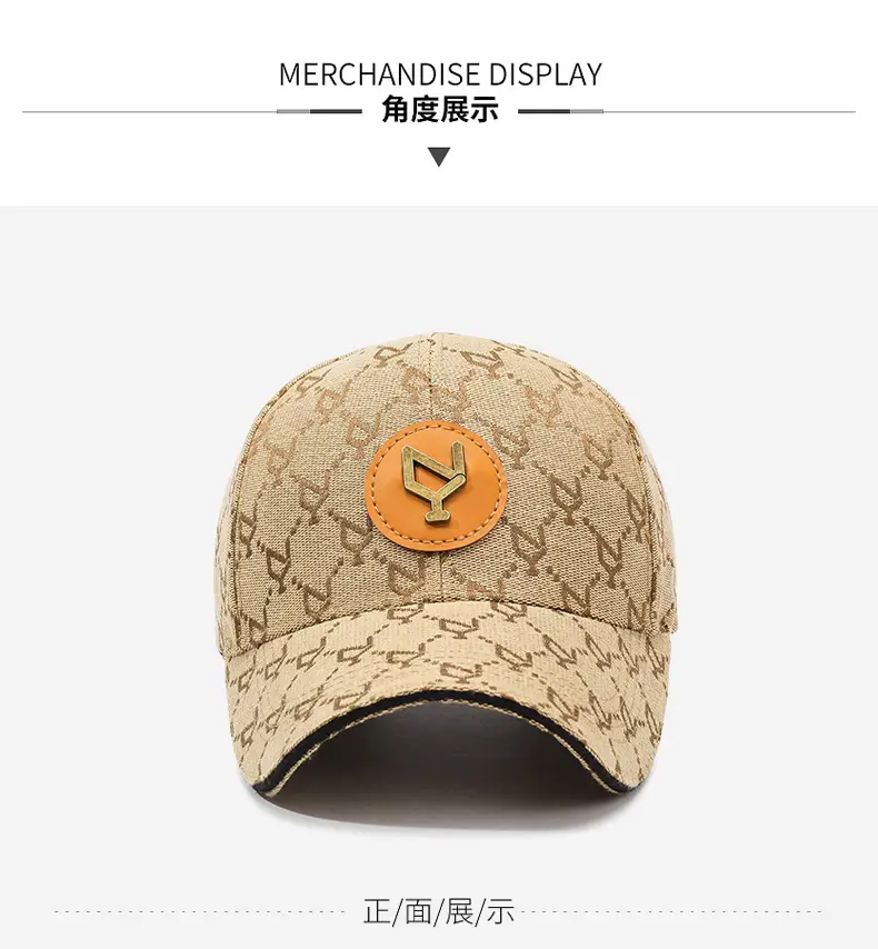 Blue Embroidered Men's Baseball Cap with Leather Badge — feature 9