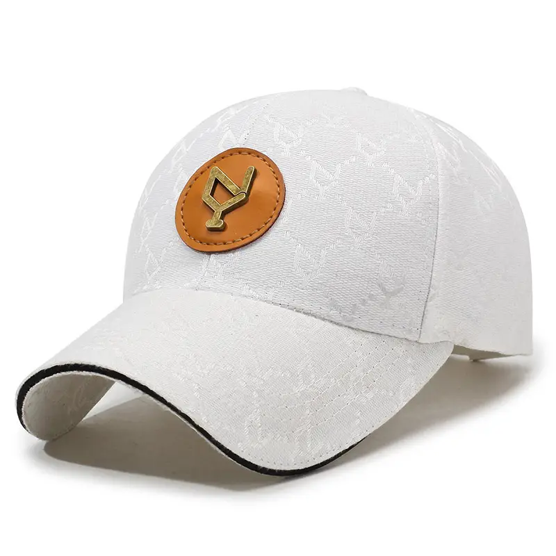 Blue Embroidered Men's Baseball Cap with Leather Badge - Image 2