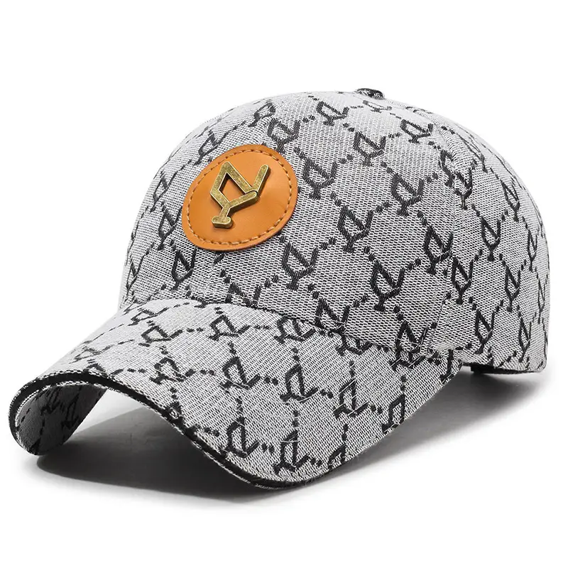 Blue Embroidered Men's Baseball Cap with Leather Badge - Image 3