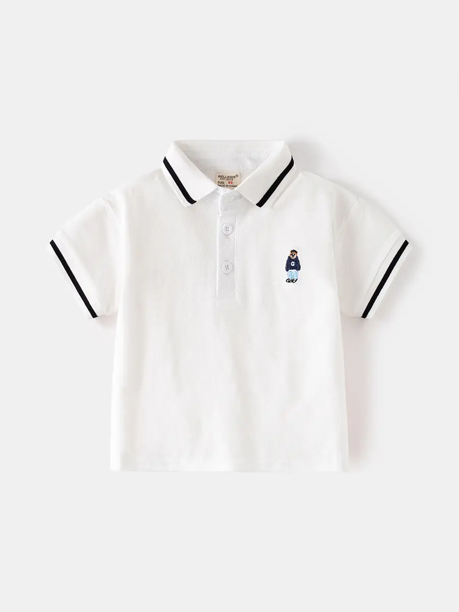 Boys Polo Shirt White Black 2026 Kids - Image 6