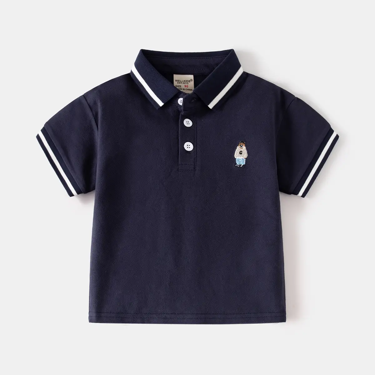 Boys Polo Shirt White Black 2026 Kids - Image 2