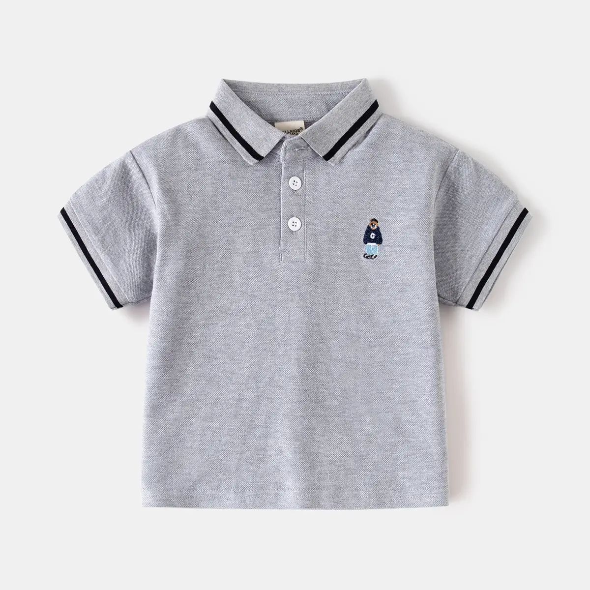 Boys Polo Shirt White Black 2026 Kids - Image 3