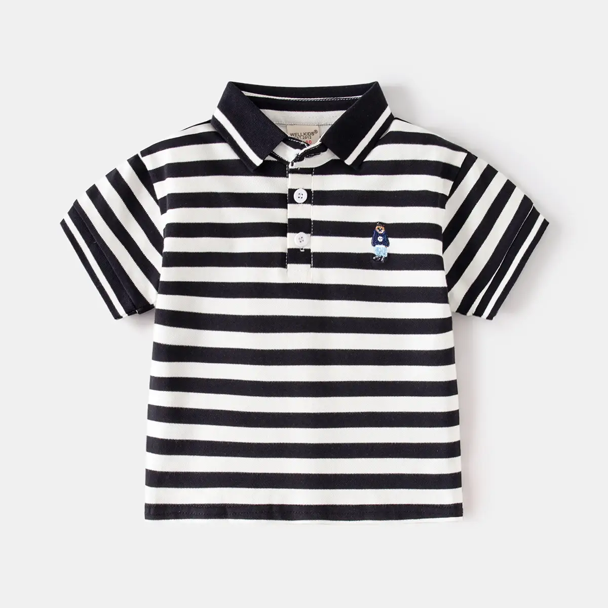Boys Polo Shirt White Black 2026 Kids - Image 4