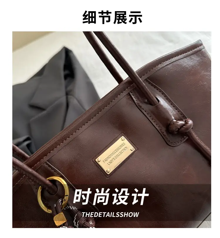 Women's Red Leather Shoulder Bag with Gold Plated Handle — feature 2