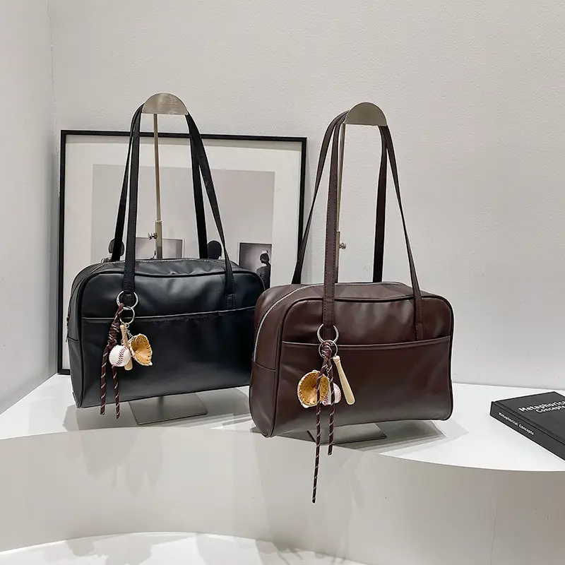 Retro Brown Tote Bag Women 2024 Winter Shoulder - Image 6