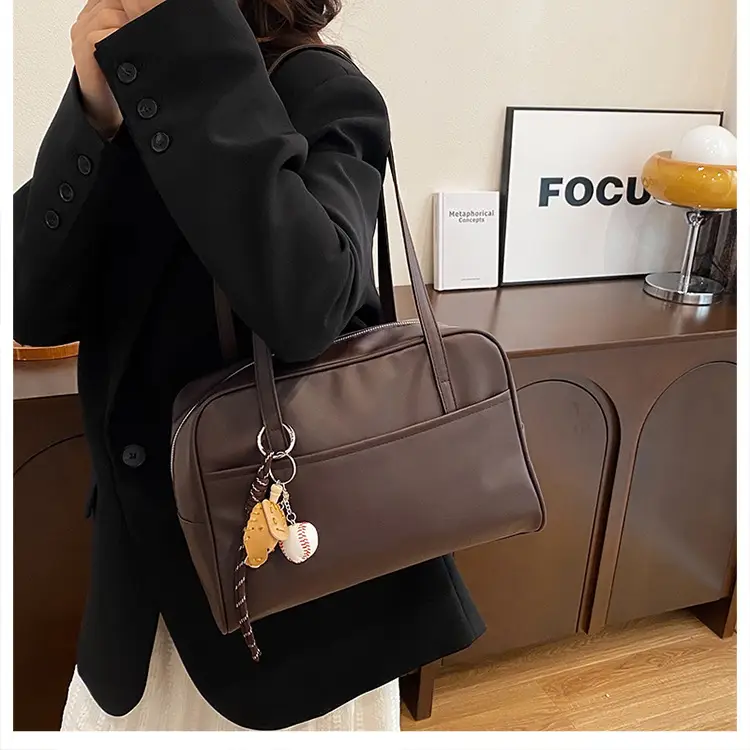 Retro Brown Tote Bag Women 2024 Winter Shoulder — feature 10