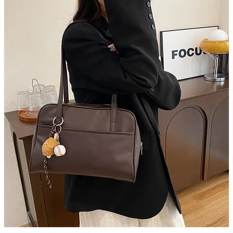 Retro Brown Tote Bag Women 2024 Winter Shoulder — feature 11