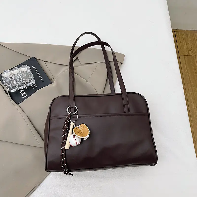 Retro Brown Tote Bag Women 2024 Winter Shoulder - Image 2