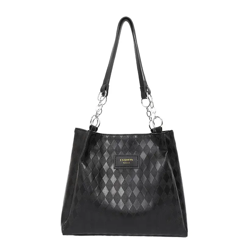 Large Capacity Black Textured Shoulder Bag for Women - Image 7