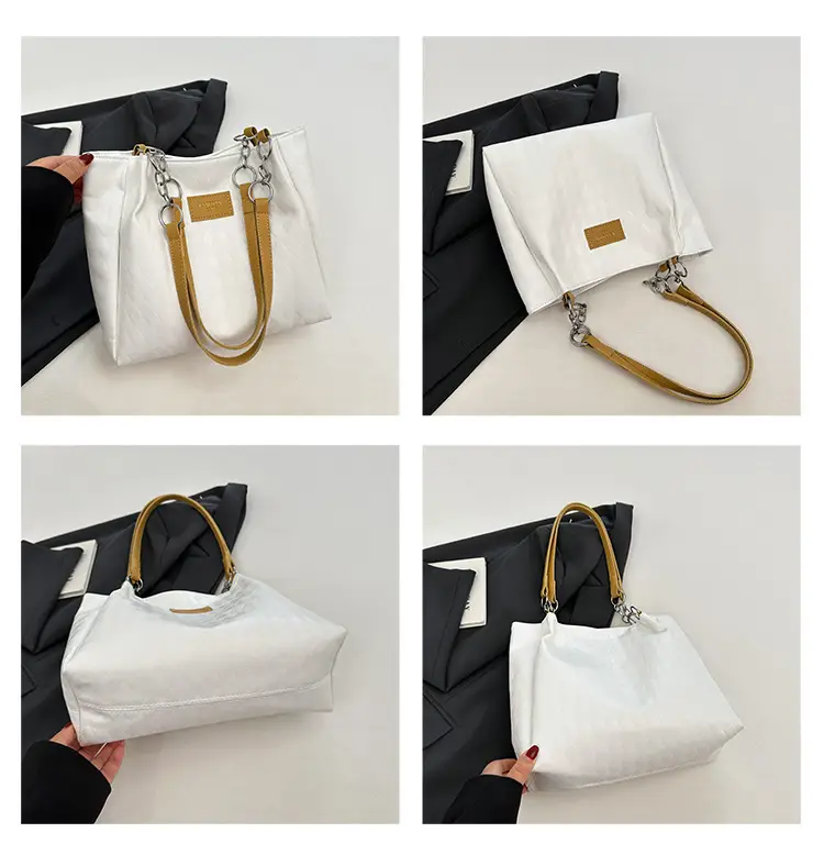 Large Capacity Black Textured Shoulder Bag for Women — feature 14
