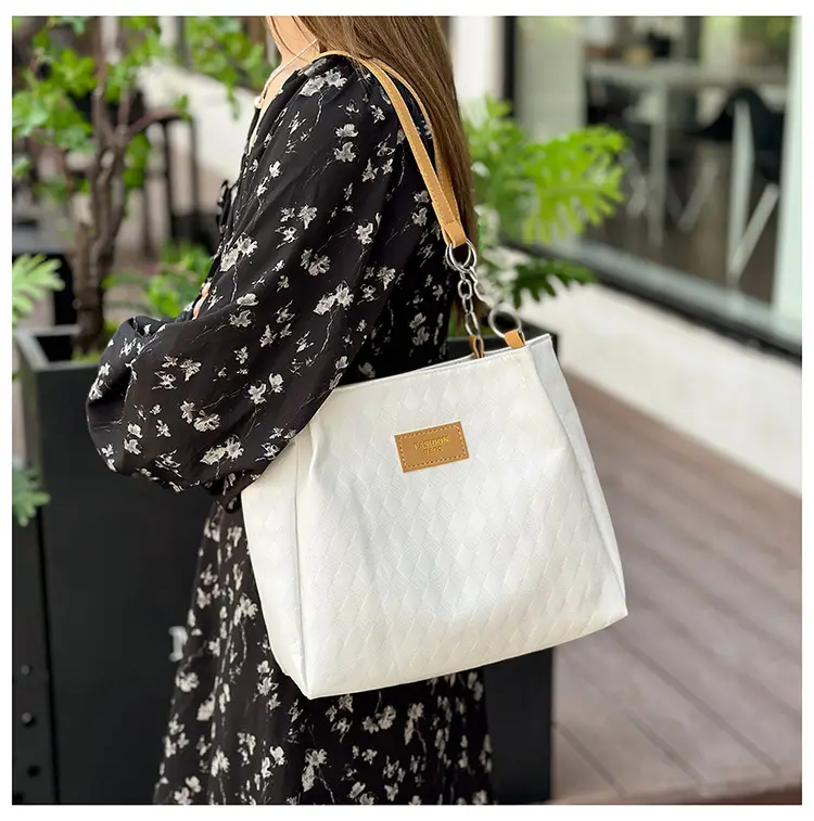 Large Capacity Black Textured Shoulder Bag for Women — feature 17