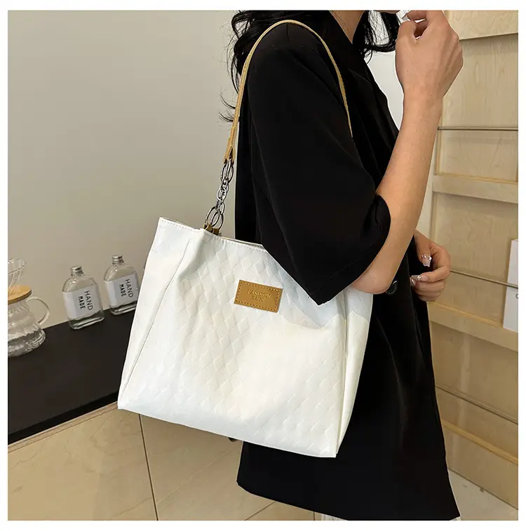 Large Capacity Black Textured Shoulder Bag for Women — feature 23