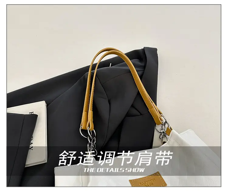 Large Capacity Black Textured Shoulder Bag for Women — feature 6