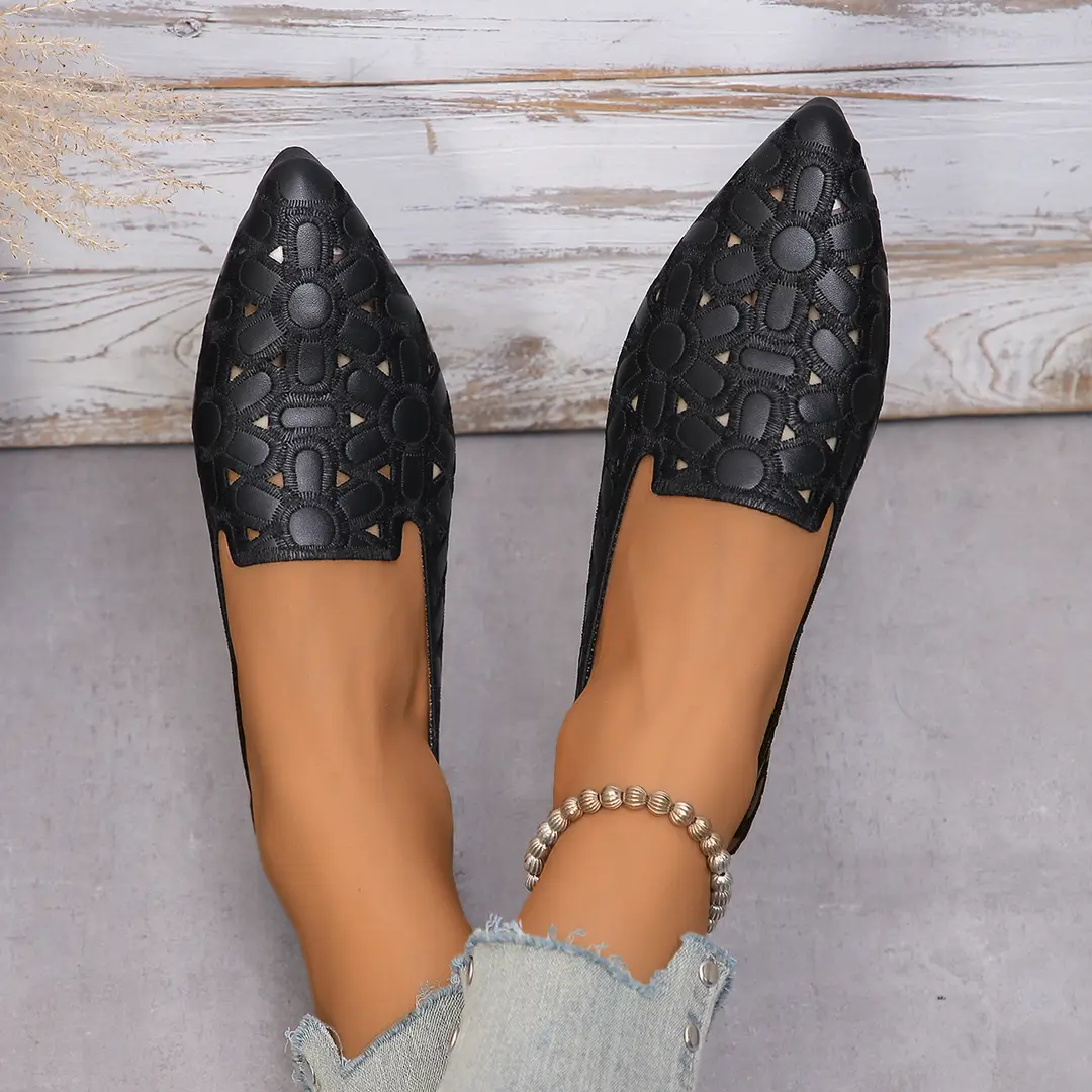 36-43 Large Size Women's Shoes Pointed Toe 2025 New Flat Breathable Shallow Mouth Slip-On Women's Shoes Easiest for Match — feature 2