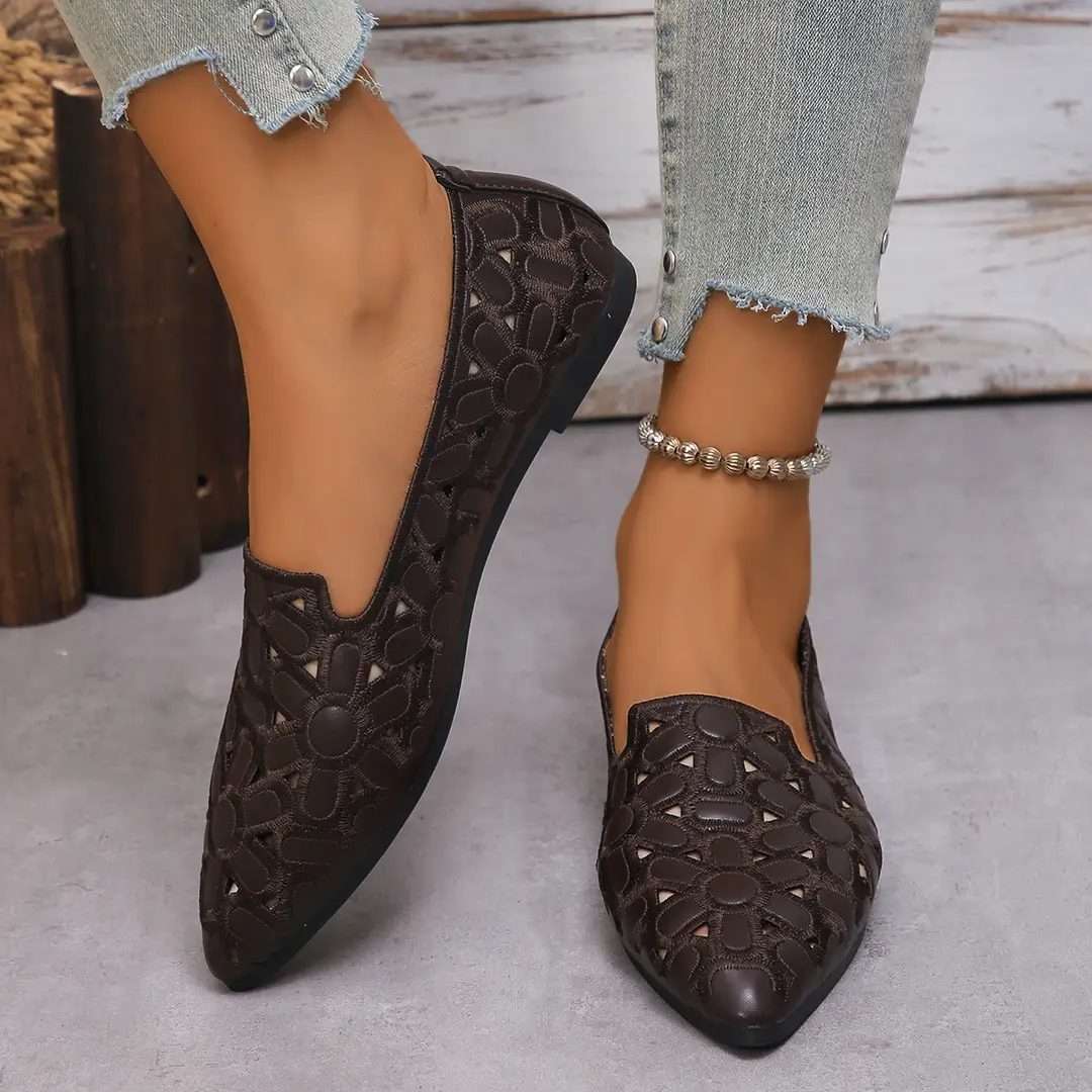 36-43 Large Size Women's Shoes Pointed Toe 2025 New Flat Breathable Shallow Mouth Slip-On Women's Shoes Easiest for Match — feature 9