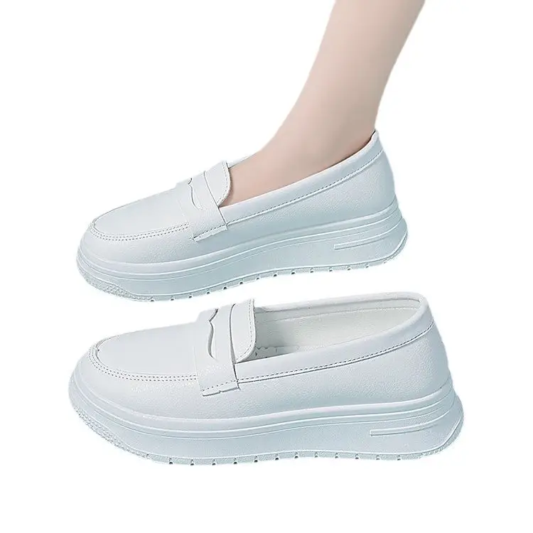 All-white nurse shoes women's soft-soled breathable thick-soled non-slip non-tiring feet work small white shoes one-step heightened medical shoes - Image 6