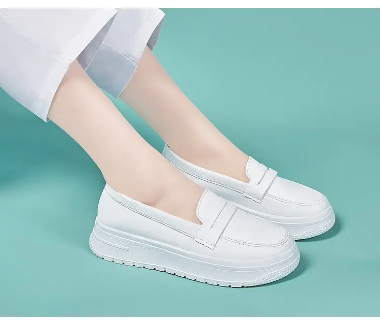 All-white nurse shoes women's soft-soled breathable thick-soled non-slip non-tiring feet work small white shoes one-step heightened medical shoes — feature 6